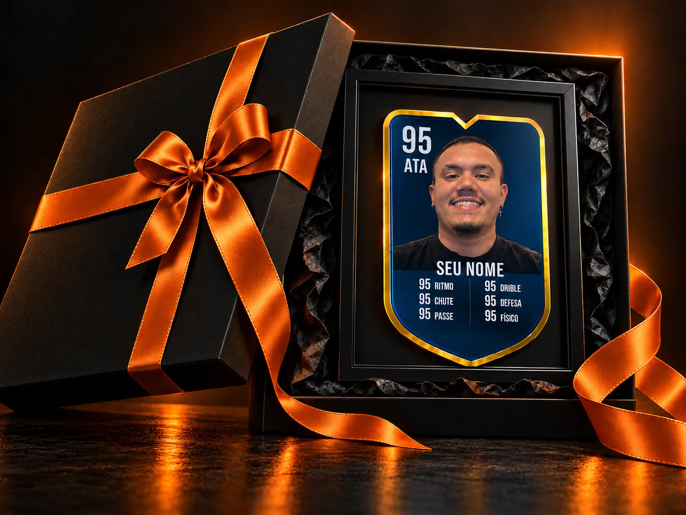 Mega Card em uma embalagem de presente premium